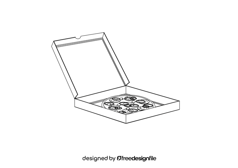 Pizza in the Box black and white clipart