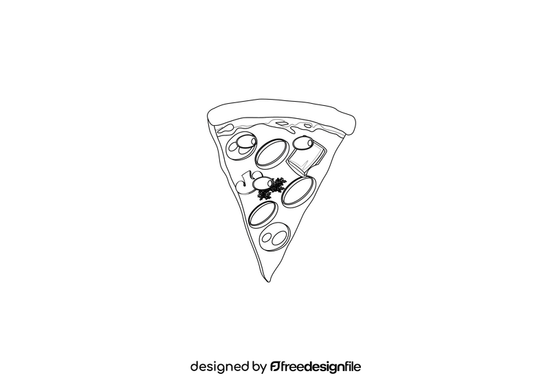 Pizza Slice black and white clipart