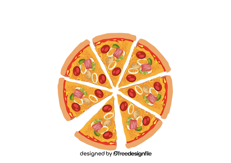 Combo Pizza Cut into Slices clipart