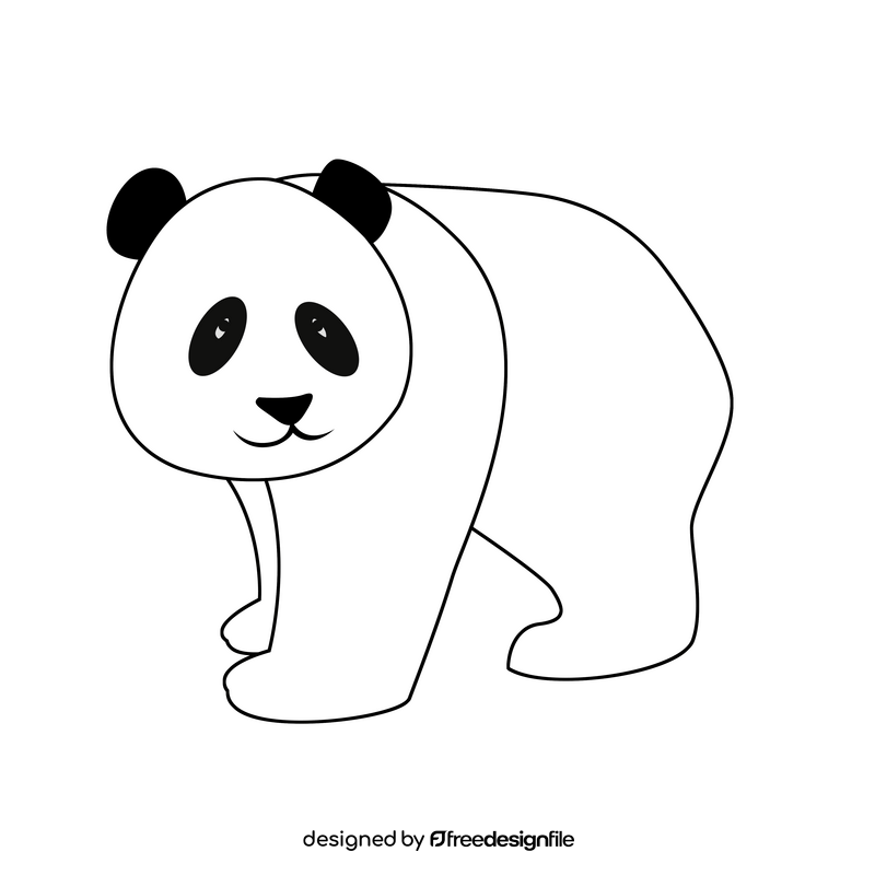 Panda black and white clipart