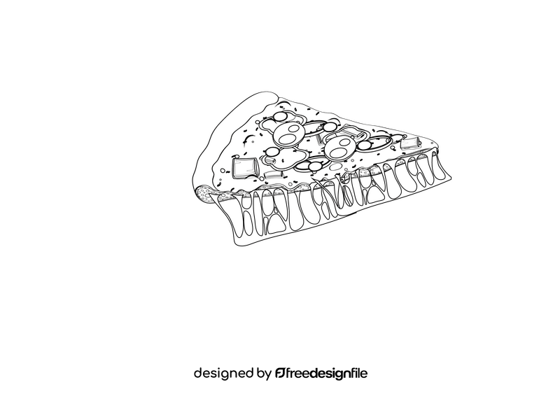 Combo Pizza Slice black and white clipart