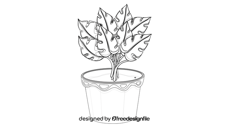 Plant in a Pot black and white clipart