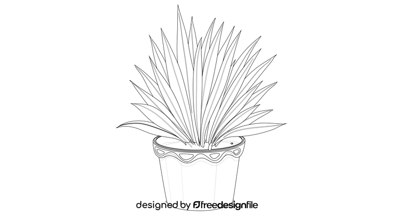 Grass In Flower Pot black and white clipart