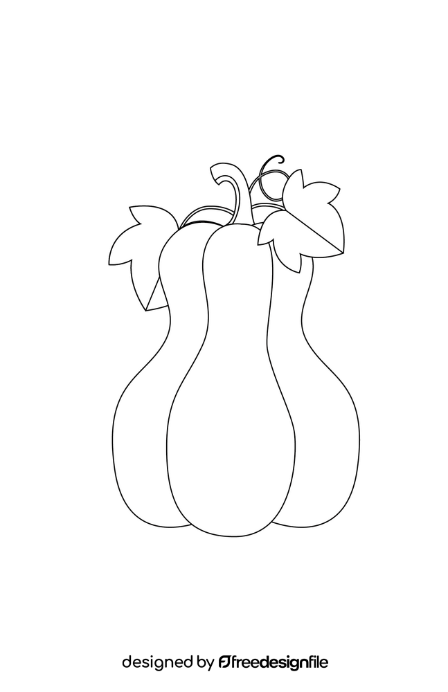 Butternut Pumpkin black and white clipart