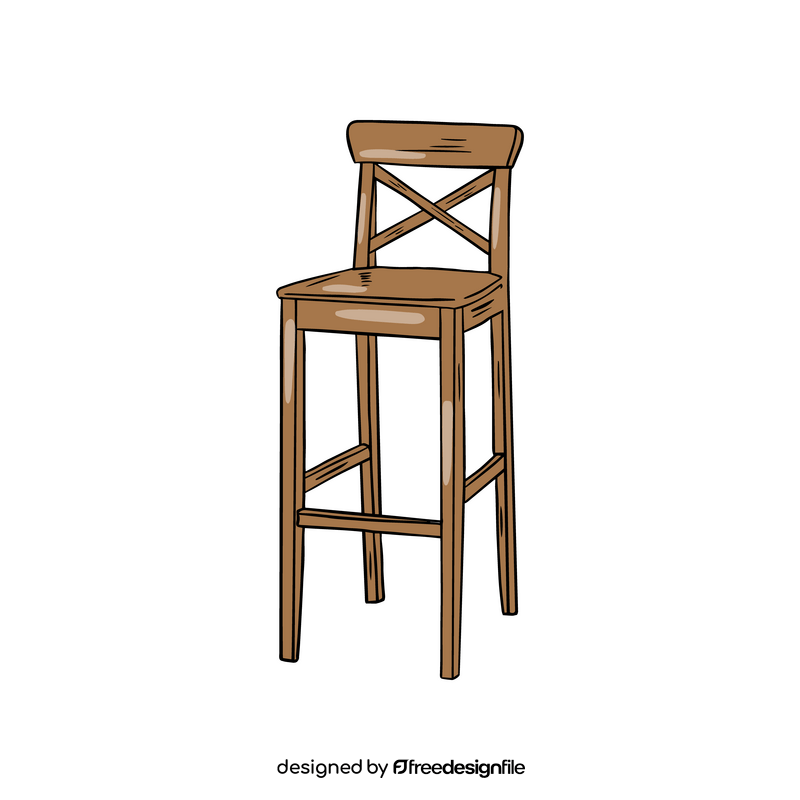 Classic Wooden Bar Stool clipart