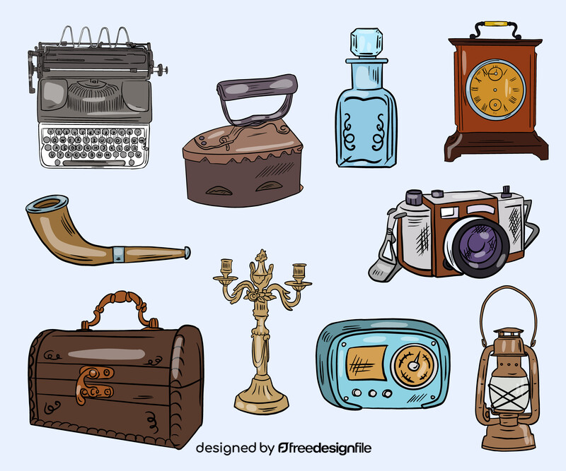 Set of Vintage Items vector