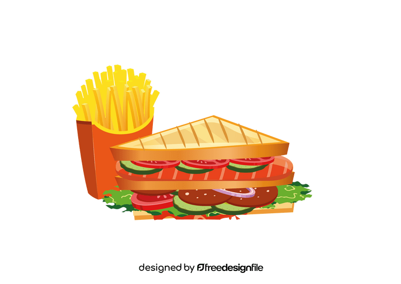Sandwiches with Fries in Paper Box clipart