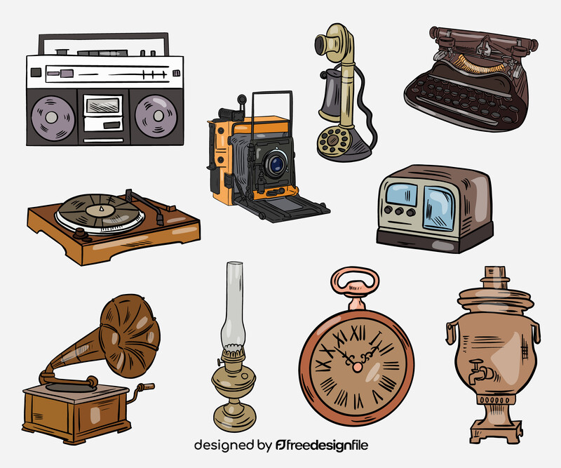 Set of Vintage Items vector