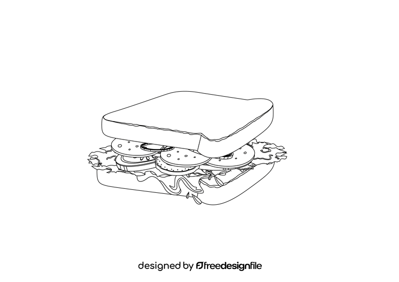 Sandwich black and white clipart