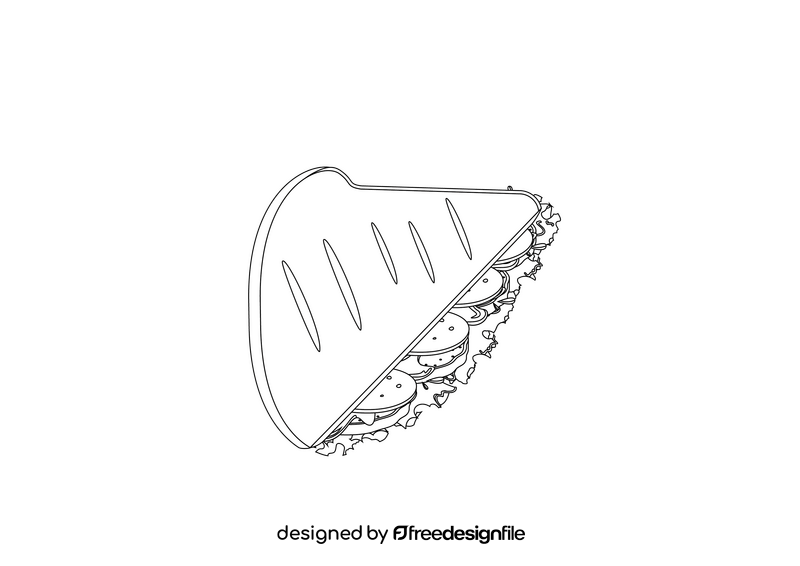 Sandwich black and white clipart