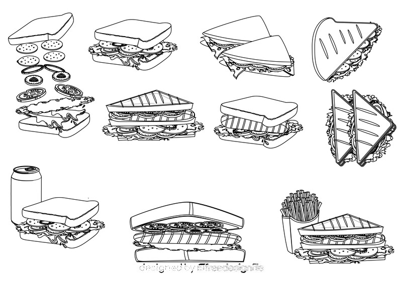 Sandwich black and white vector