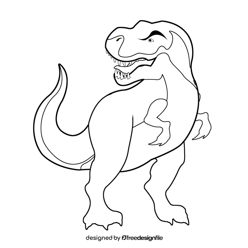 T Rex black and white clipart