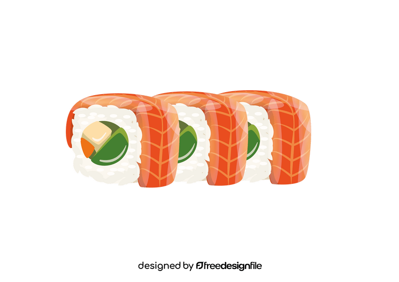Raw Salmon Sushi Rolls clipart