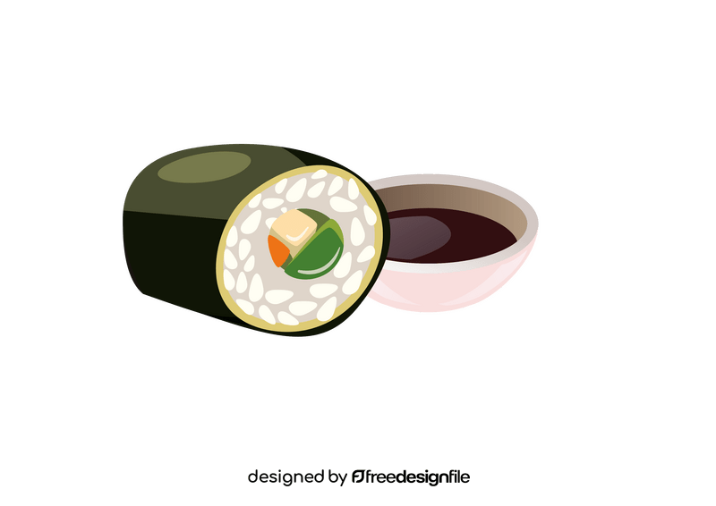 Sushi Roll with Soy Sauce clipart