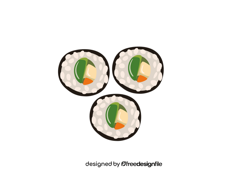 Top View of Sushi Rolls clipart
