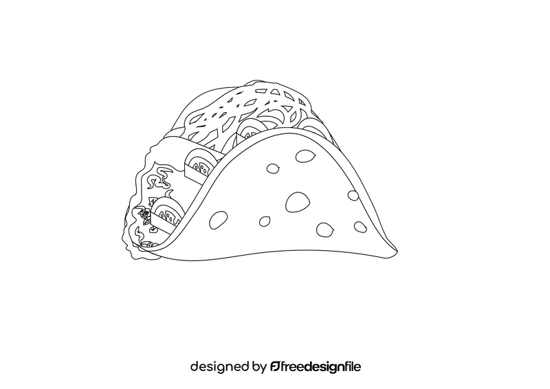 Beef tacos black and white clipart