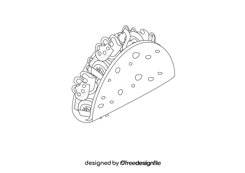 Taco black and white clipart