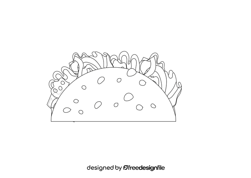 Taco Front View black and white clipart