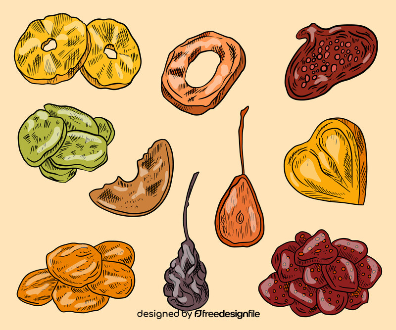 Dried fruits vector