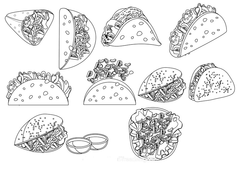 Tacos black and white vector