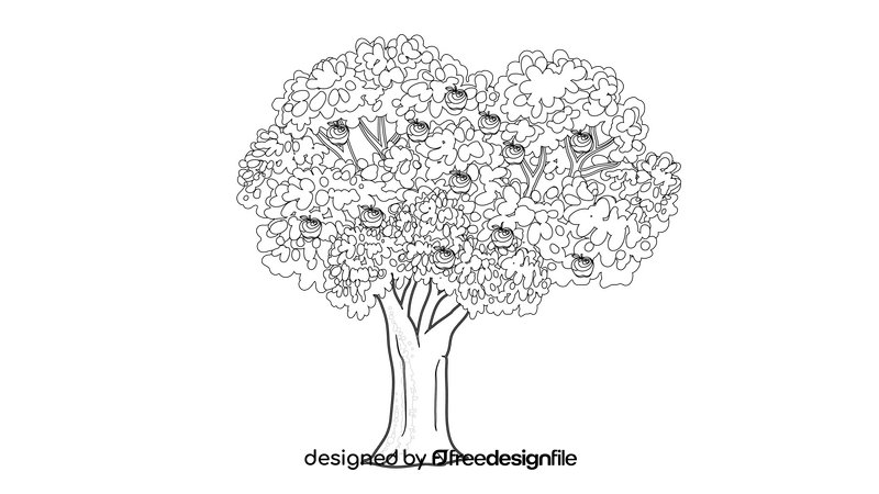 Apple Tree black and white clipart