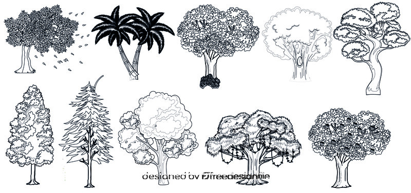 Trees black and white vector