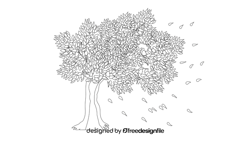 Windy Tree black and white clipart