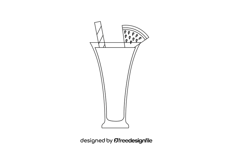 Watermelon Juice in a Glass black and white clipart