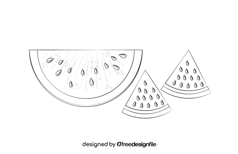 Watermelon Slices black and white clipart