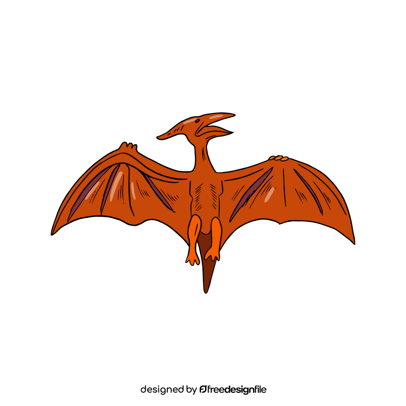 Orange pterodactyl dinosaur clipart