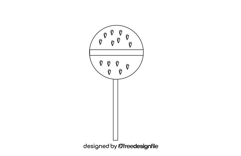 Watermelon Lollipop Candy black and white clipart