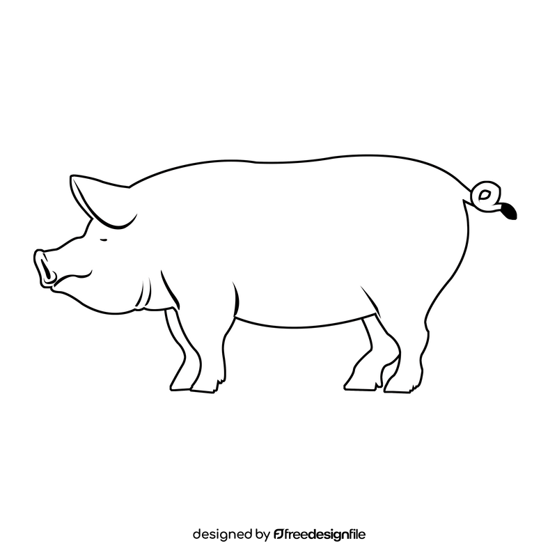 Pig black and white clipart