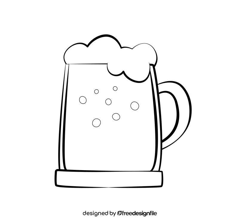 Beer mug cartoon drawing black and white clipart