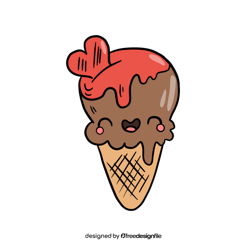 Chocolate kawaii ice cream clipart