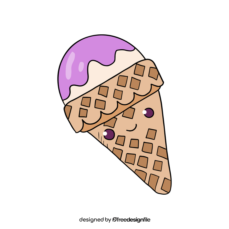 Kawaii ice cream cone clipart