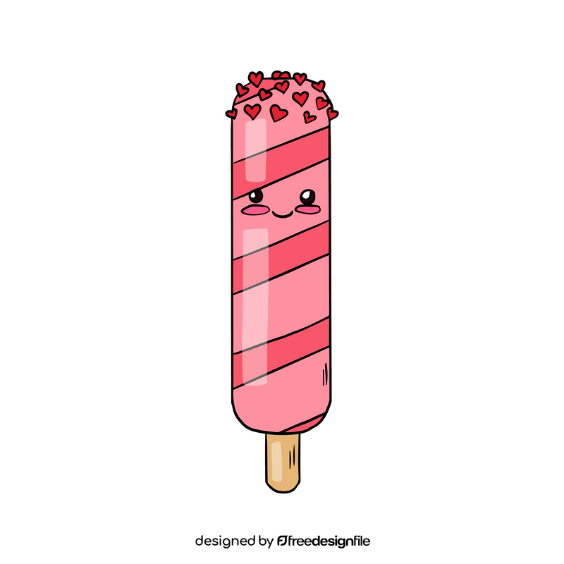 Pink kawaii ice cream clipart