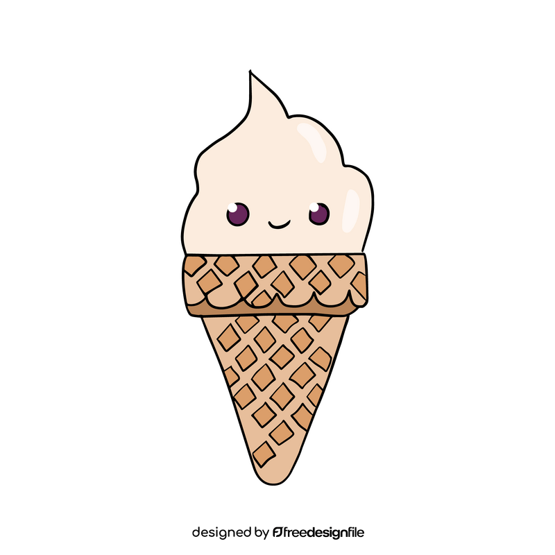 Kawaii ice cream cone clipart