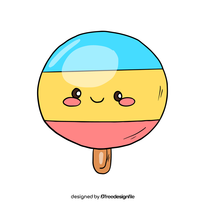 Colorful kawaii ice cream clipart