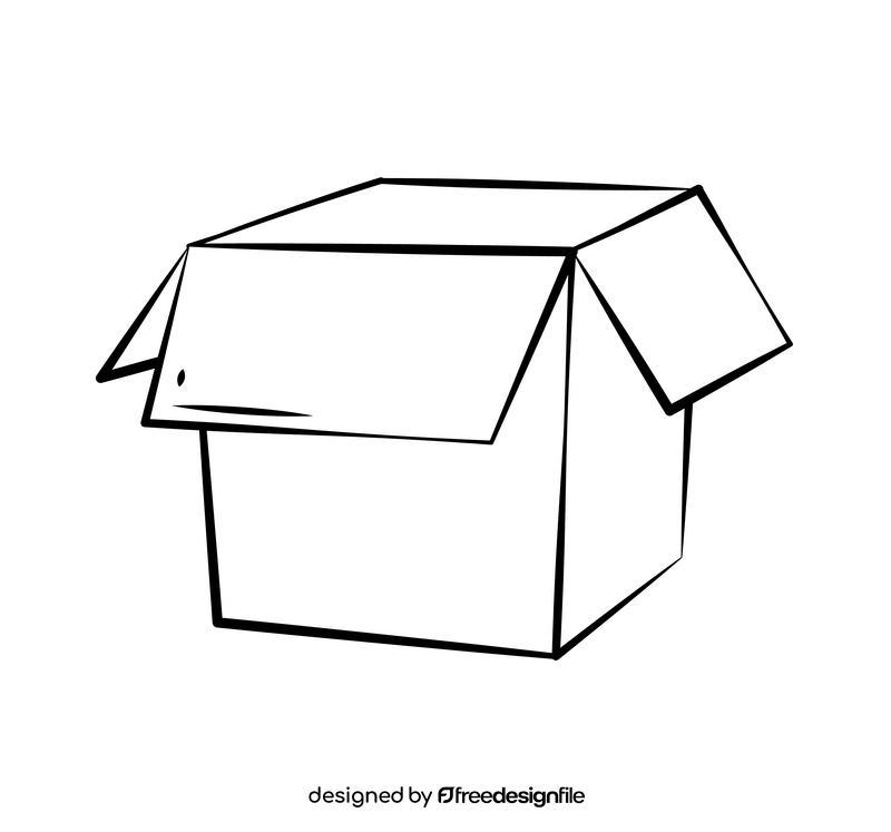 Box cartoon drawing black and white clipart