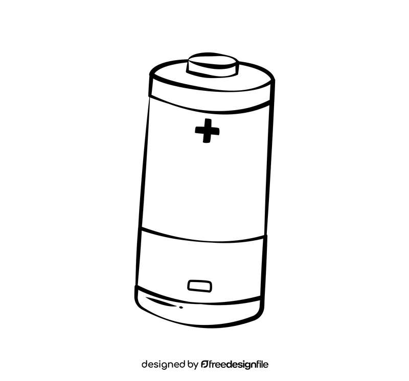 Battery cartoon drawing black and white clipart
