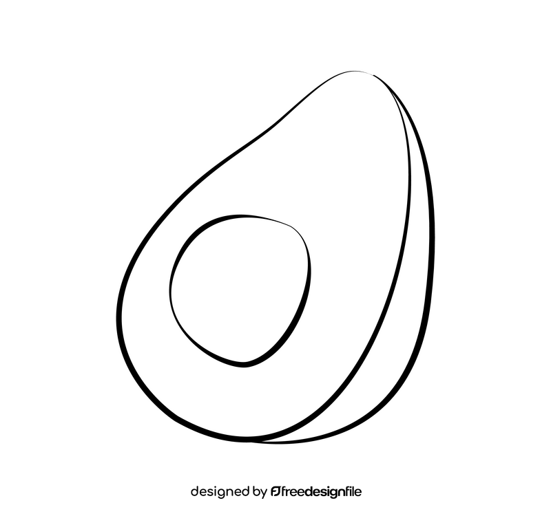 Avocado cartoon drawing black and white clipart