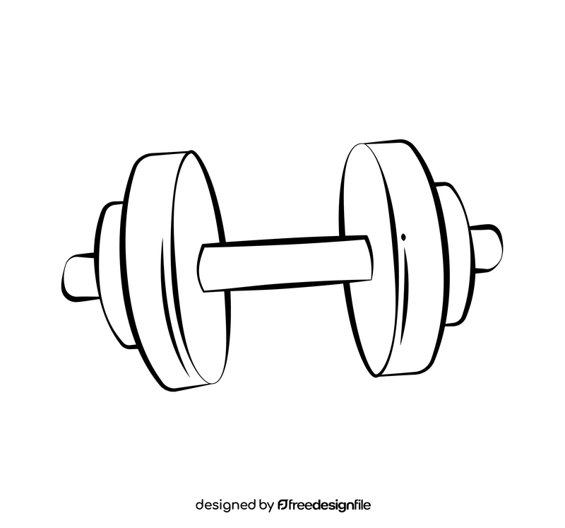 Dumbbell cartoon drawing black and white clipart