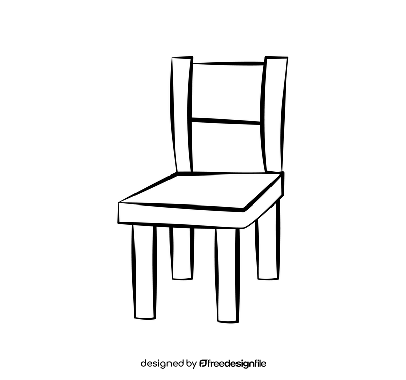 Chair cartoon drawing black and white clipart