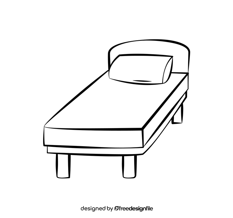 Bed cartoon drawing black and white clipart