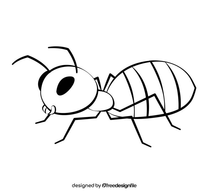 Red Ant cartoon drawing black and white clipart