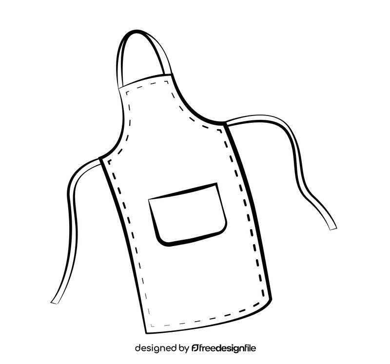 Apron cartoon drawing black and white clipart