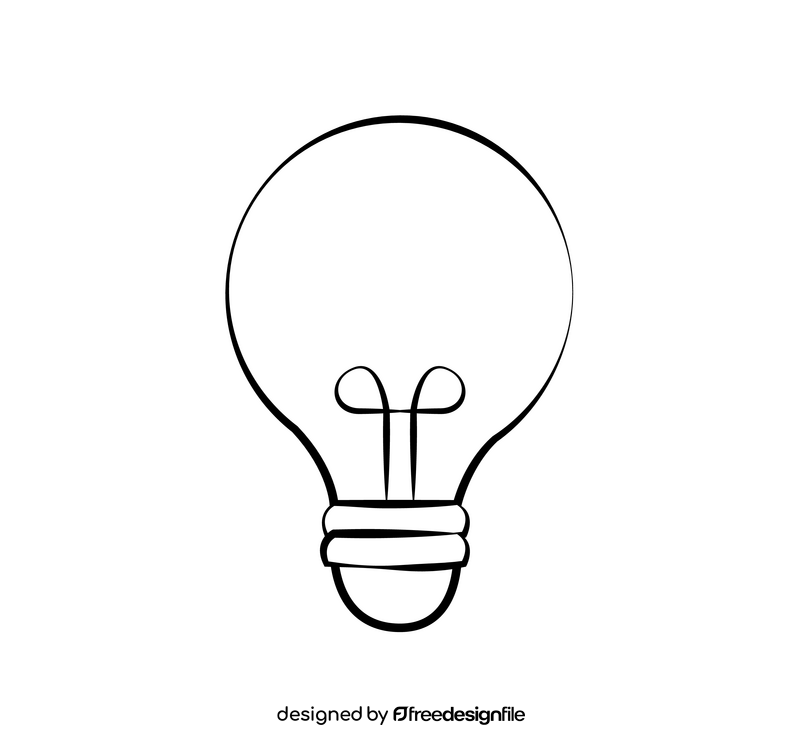Bulb cartoon drawing black and white clipart