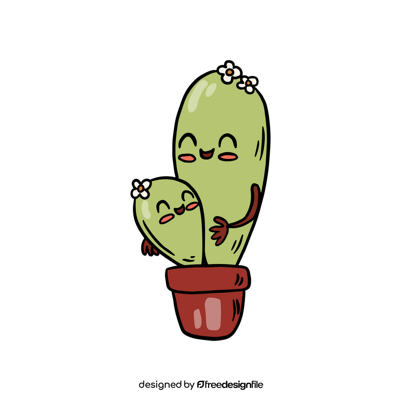 Cute kawaii cactus clipart