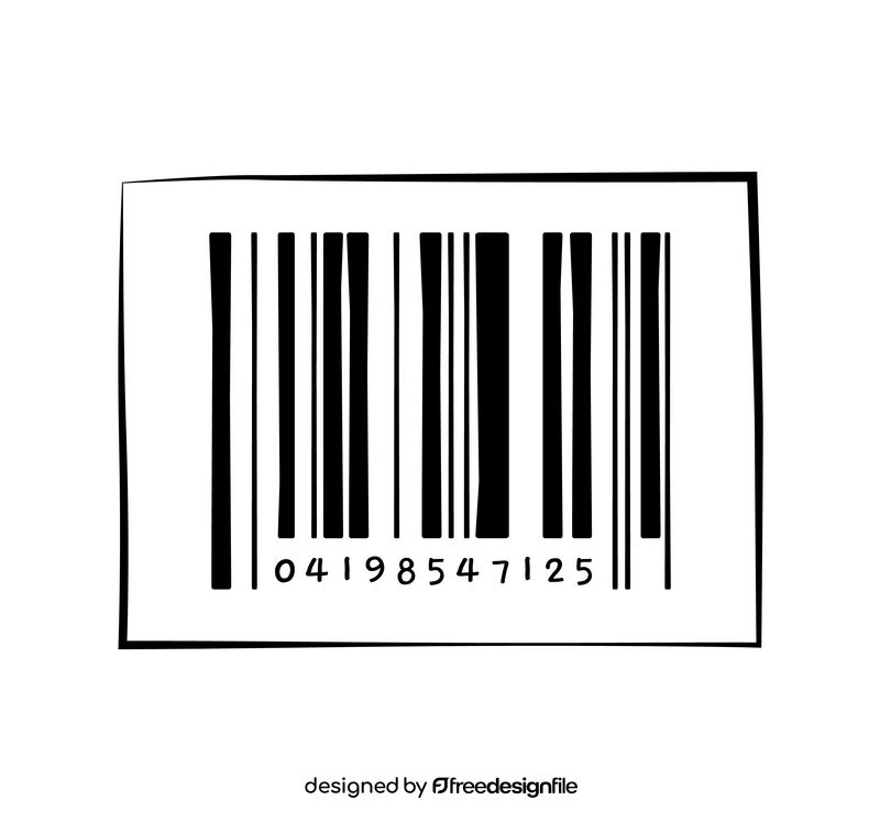 Barcode cartoon drawing black and white clipart