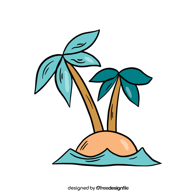 Palm trees on desert island clipart